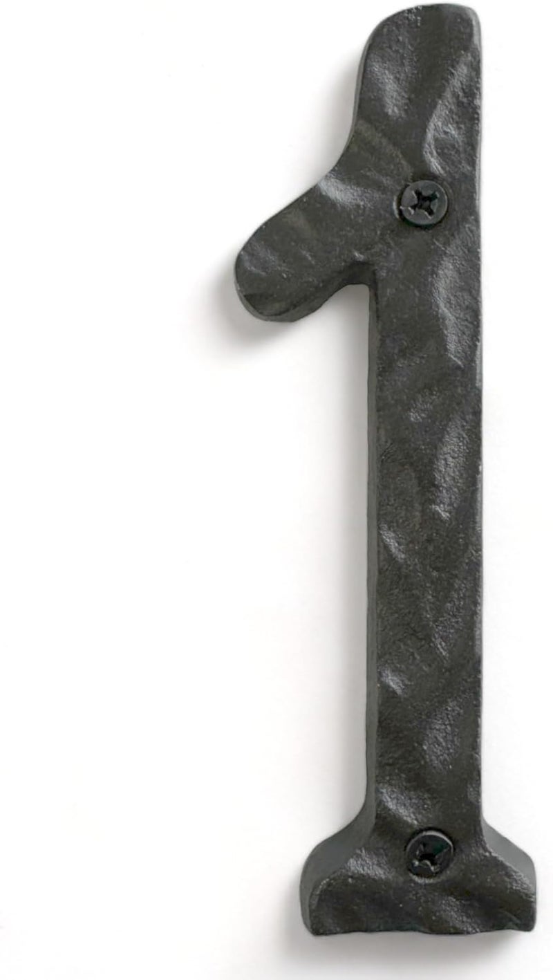 NACH House Numbers for Outside, 5.5 inch Black Address Numbers for House - Number 1 - Rustic Numbers for Outside with Mounting Hardware - Image 1