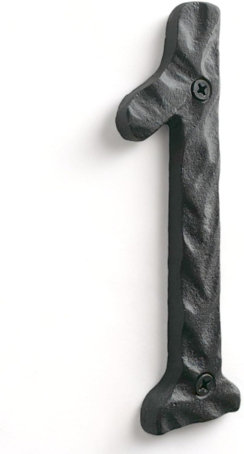 NACH House Numbers for Outside, 5.5 inch Black Address Numbers for House - Number 1 - Rustic Numbers for Outside with Mounting Hardware - Image 2