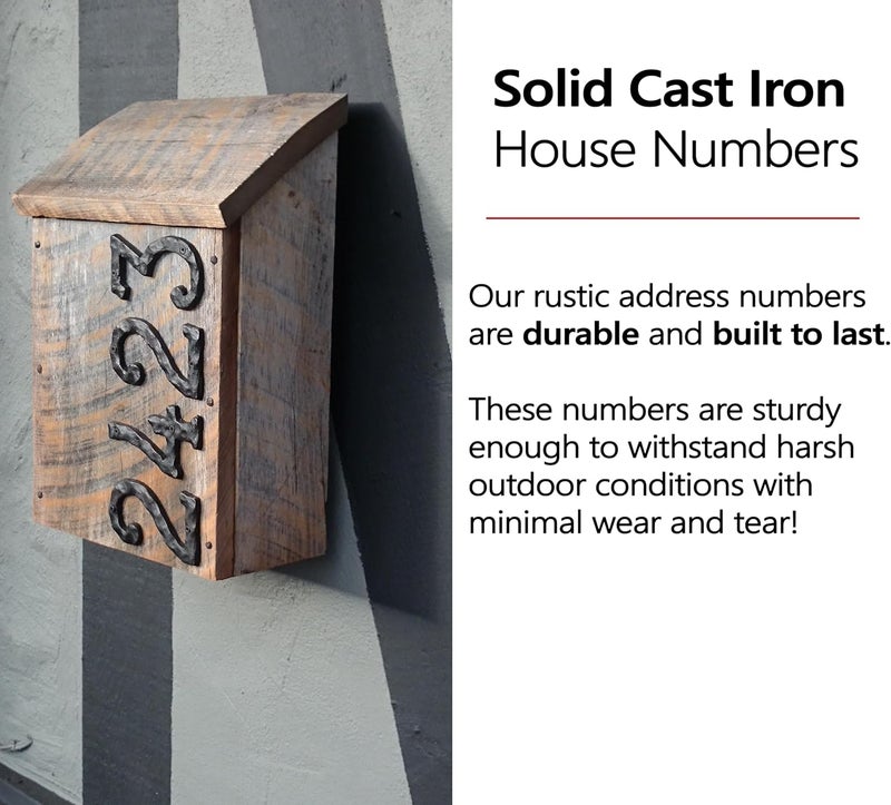 NACH House Numbers for Outside, 5.5 inch Black Address Numbers for House - Number 1 - Rustic Numbers for Outside with Mounting Hardware - Image 4