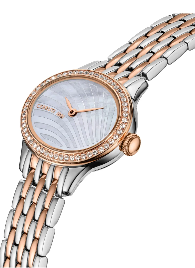 CERRUTI 1881 Cerruti 1881 Nemi Analog Women's Watch - Engraved Bezel Crystals, White Mother of Pearl Dial