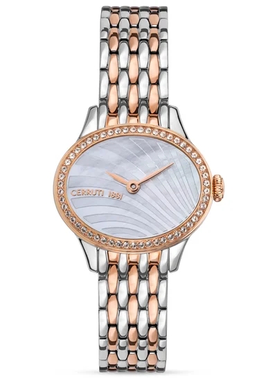 CERRUTI 1881 Women's Cerruti 1881 Nemi Analog Women's Watch - Engraved Bezel Crystals, White Mother of Pearl Dial