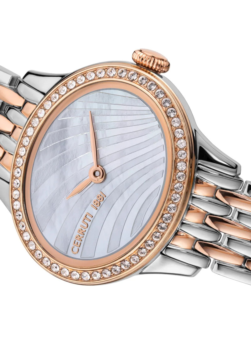 CERRUTI 1881 Women's Cerruti 1881 Nemi Analog Women's Watch - Engraved Bezel Crystals, White Mother of Pearl Dial