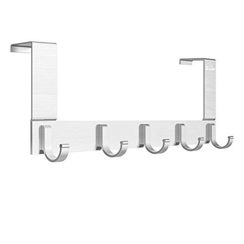 Anjuer Over The Door Hook Organizer Rack Metal Coat Hanger Door 5 Hooks Hanger - Image 1