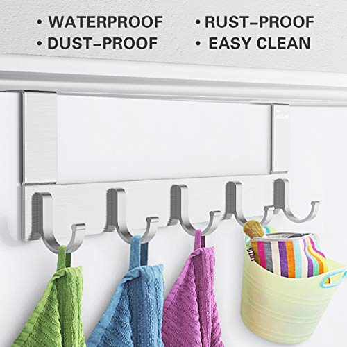 Anjuer Over The Door Hook Organizer Rack Metal Coat Hanger Door 5 Hooks Hanger - Image 3