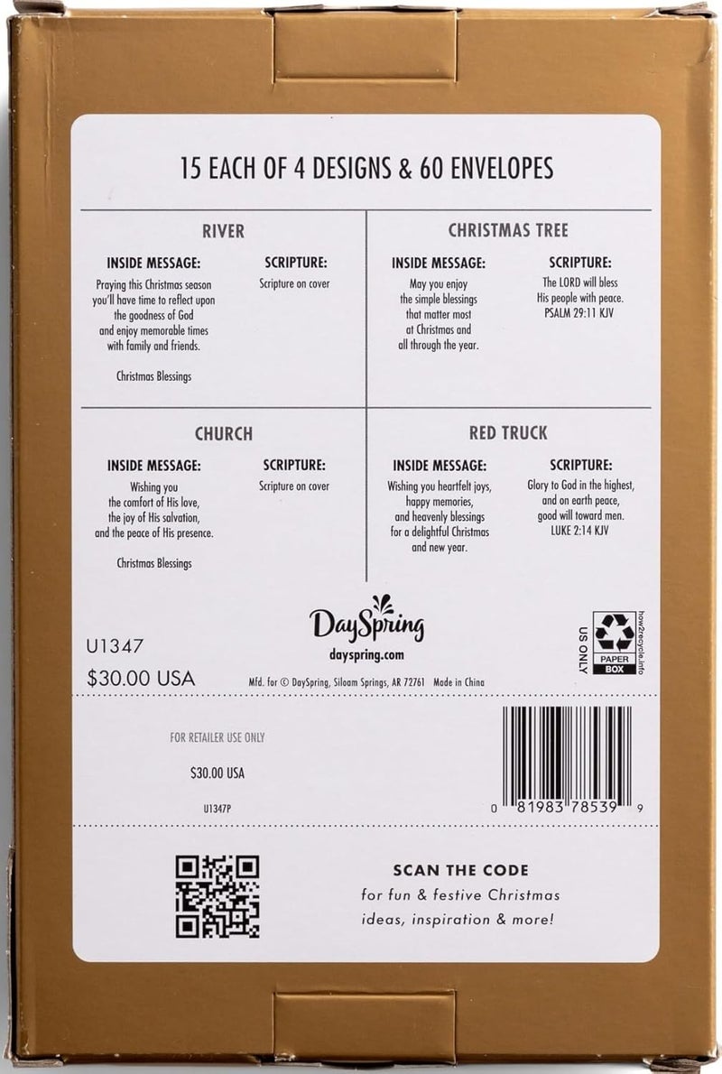 DaySpring Black and White Christmas Classics 60 Bulk Christmas Boxed Cards and Envelopes U1347 - Image 3