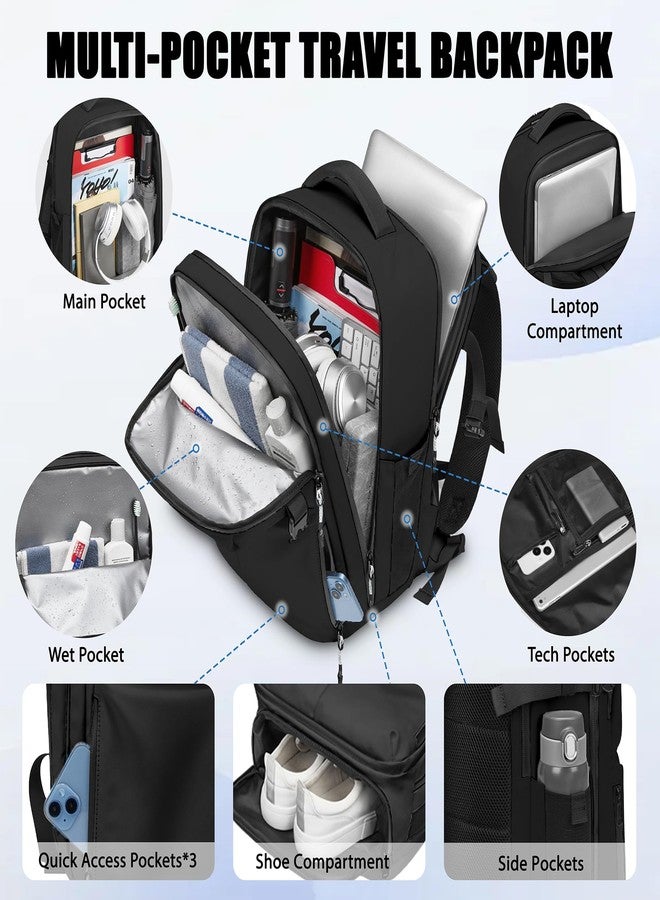 MANETTA Travel Backpack for Men, 17.3 Inch Laptop Backpack, Water Resistant Business backpack with Waterproof zipper，Carry on Backpack with 30L Large Capacity Bag for Work College Travel - Image 2