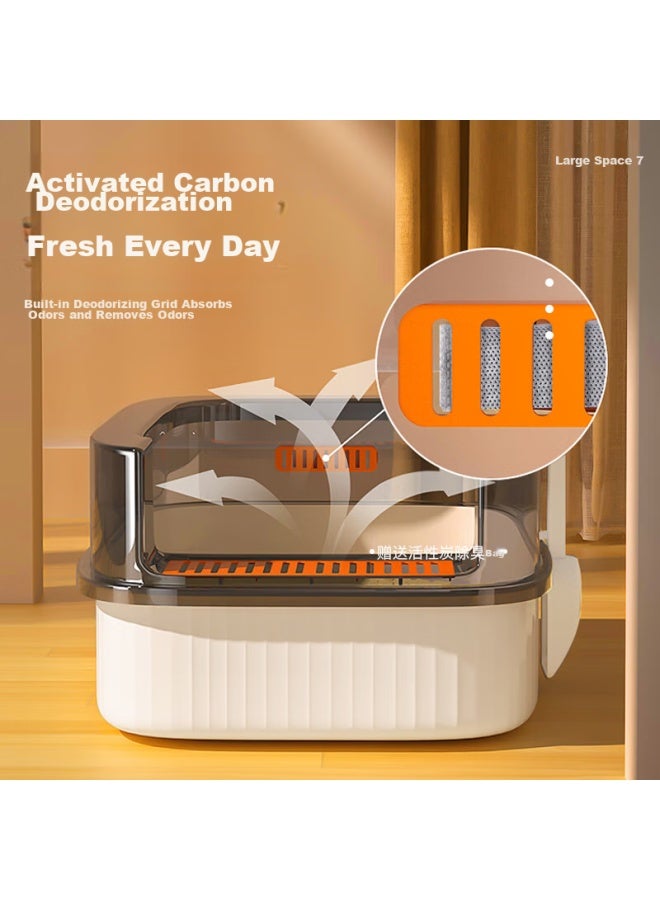HelloJoy ojoy Cat Litter Box, Semi-enclosed, Deodorizing, Anti-splash, For Kittens And Adult Cats, Cat Toilet, With Scoop - Image 2
