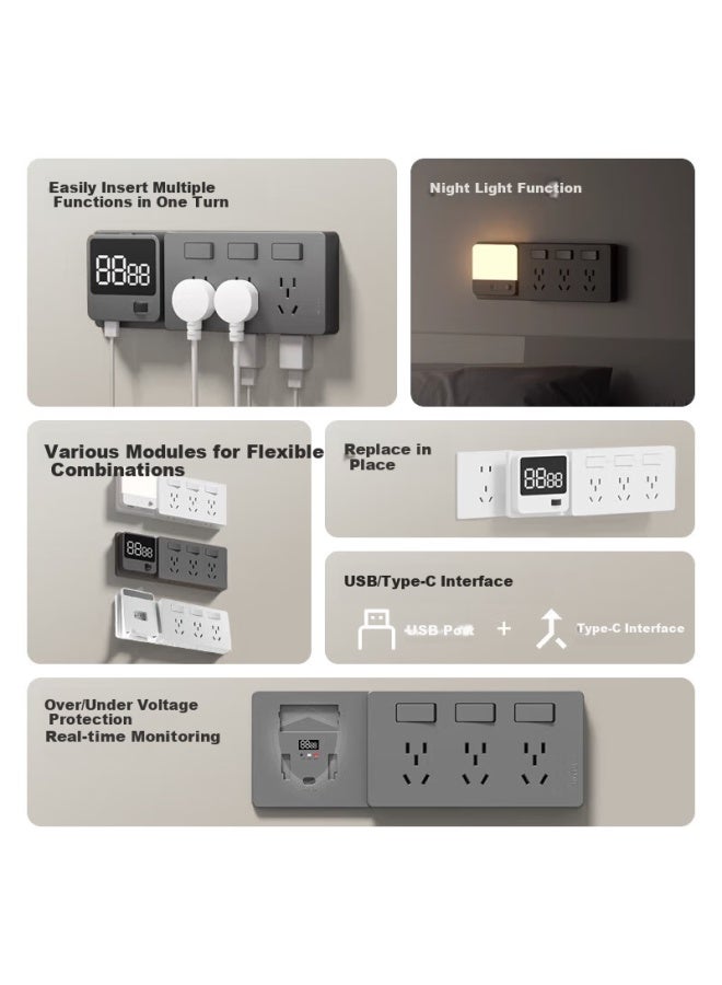 AUX Aokesi Wireless Switch, No Wiring Required, Dual Control, Smart Remote Control, Adhesive Panel, Home Lighting Controller, White Three-switch + 1 Adhesive Panel - Image 3