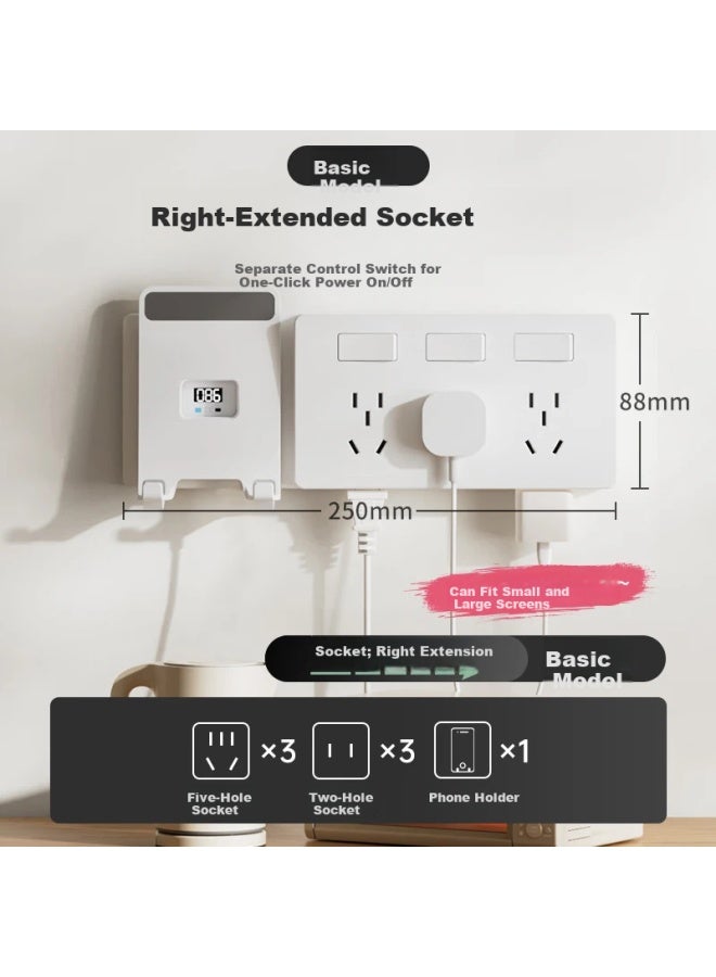 AUX Aokesi Wireless Switch, No Wiring Required, Dual Control, Smart Remote Control, Adhesive Panel, Home Lighting Controller, White Three-switch + 1 Adhesive Panel - Image 1