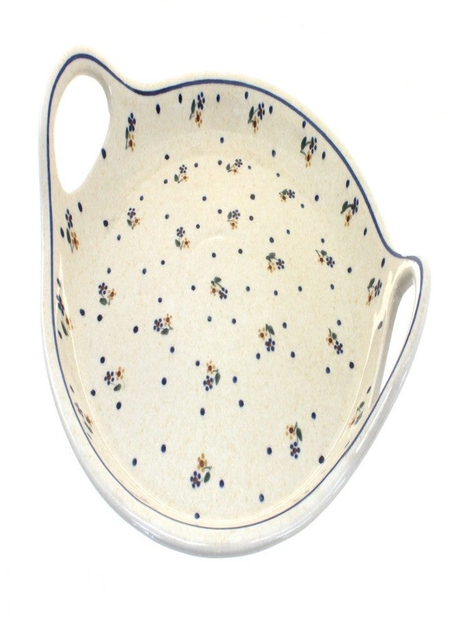 Blue Rose Pottery صينية تقديم مستديرة من الخزف البولندي "بلو روز" بتصميم ريفي مع مقابض - Image 1