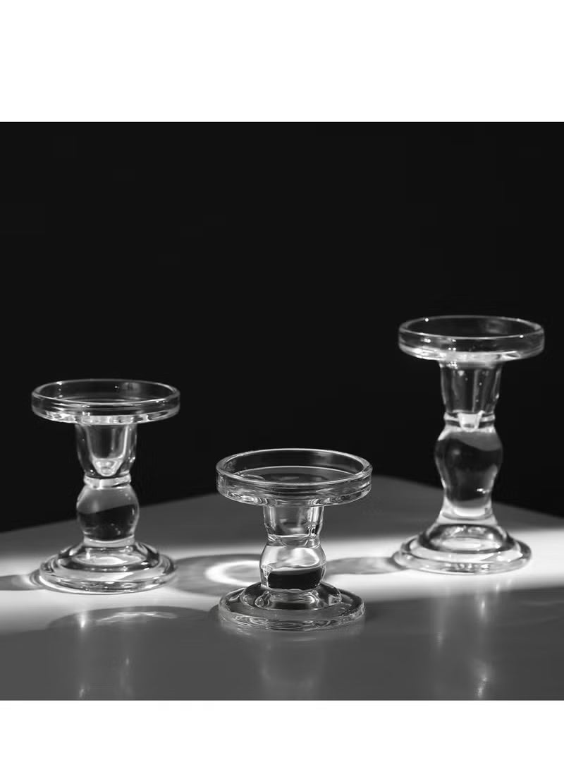 Clear Glass Candlestick Holders Set of 3, Tealight & Pillar & Taper Candle Holders Set for Table Centerpiece Home Decor,Clear ﻿  - Image 4
