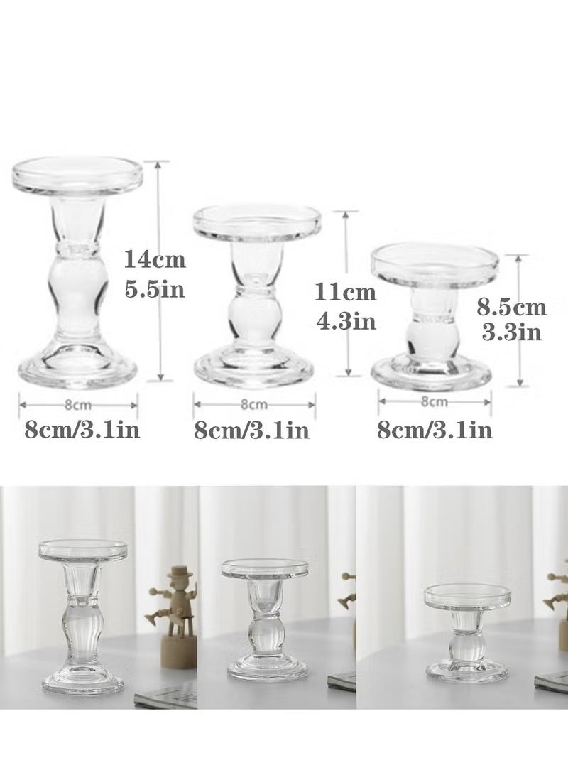 Clear Glass Candlestick Holders Set of 3, Tealight & Pillar & Taper Candle Holders Set for Table Centerpiece Home Decor,Clear ﻿  - Image 5