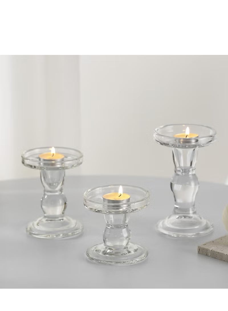 Clear Glass Candlestick Holders Set of 3, Tealight & Pillar & Taper Candle Holders Set for Table Centerpiece Home Decor,Clear ﻿  - Image 3