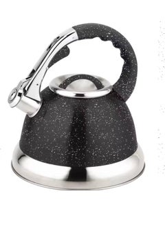 Granite Stainless Steel Whistle Kettle (Original) - Super Lux Premium Material with Colorful Silicone Handle and Boil Warning Whistle - 3 Liter Capacity M (Black)