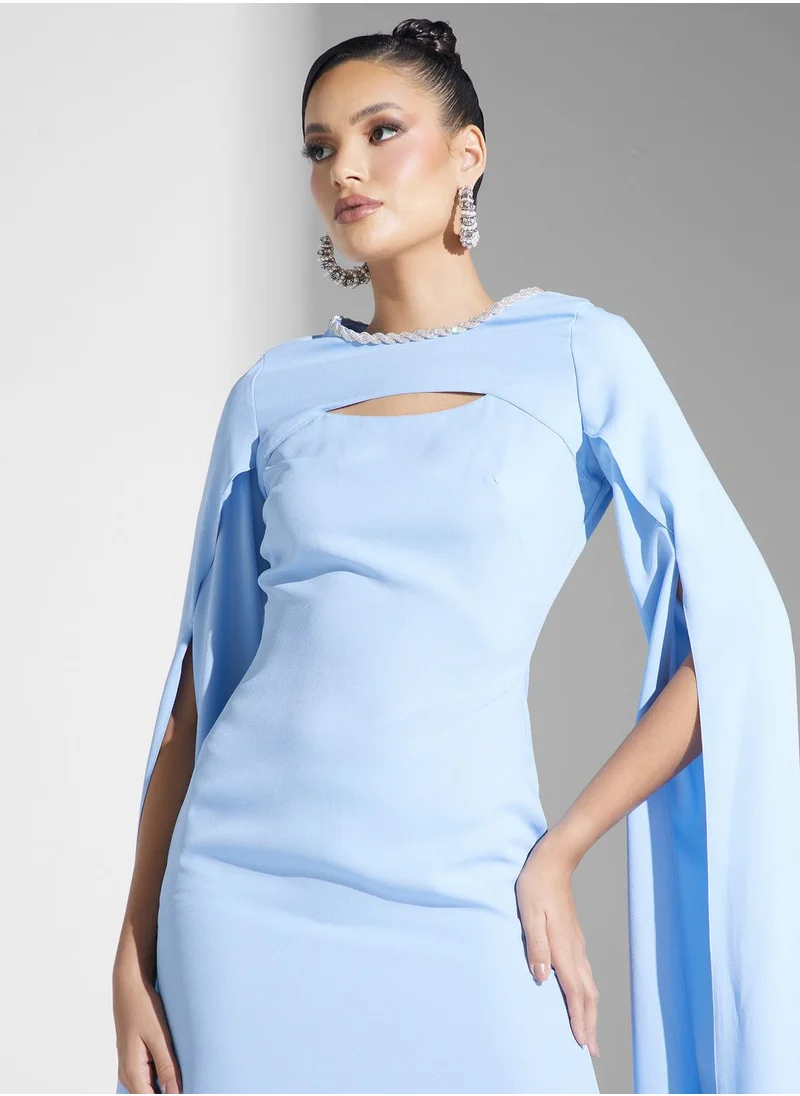 Namshi x Cape Sleeved Gown Dress