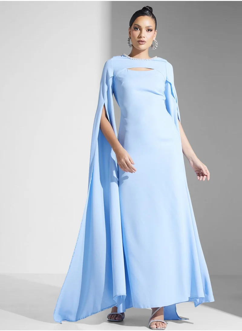 Namshi x Cape Sleeved Gown Dress