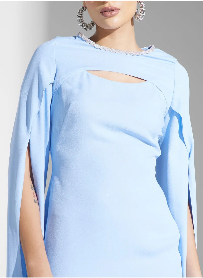 Namshi x Cape Sleeved Gown Dress