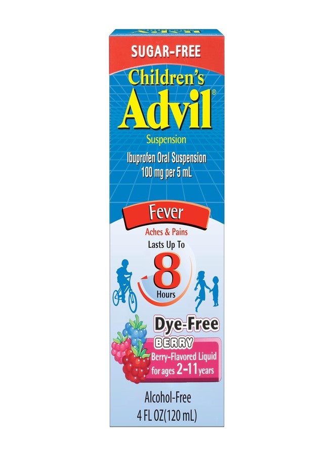 Children's Advil Pain Reliever and Fever Reducer, Dye Free and Sugar Free Ibuprofen Oral Suspension, Berry Flavored - 4 Fl Oz - Image 1