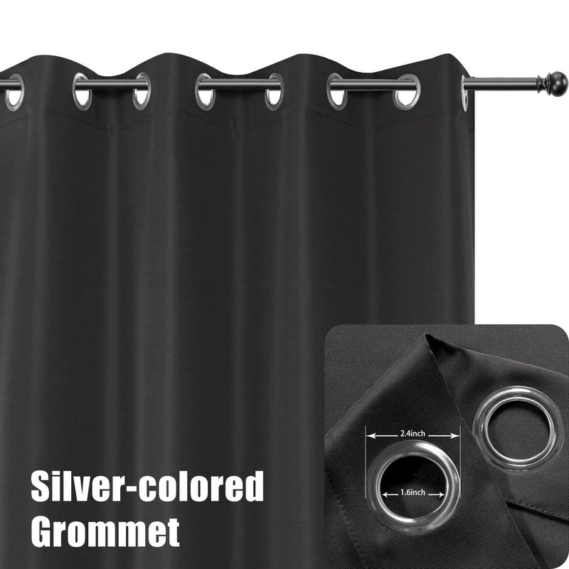 BONZER Outdoor Waterproof Curtains for Patio Privacy Grommet Light Filtering Outside Curtains for Gazebo, Porch, Pergola, Pavilion, 1 Panel, 54W x 84L inch, Charcoal - Image 2