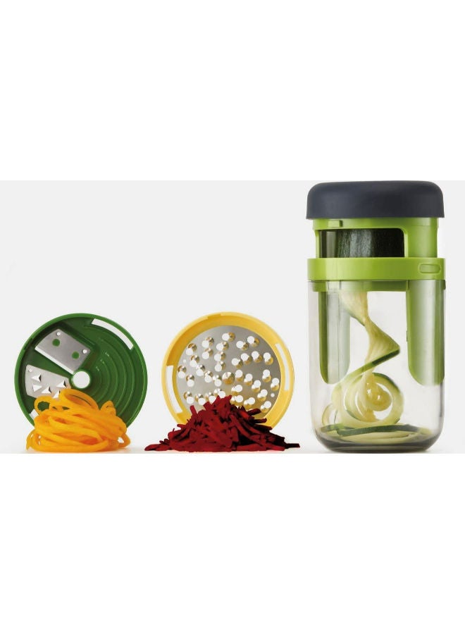 NIBEMINENT Spiro 3-In-1 Handheld Spiralizer Grey/Green/Clear 7.8x7.8x16cm - Image 5