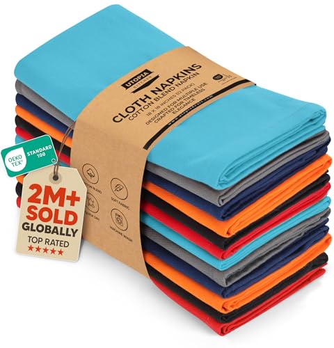 Utopia Kitchen Multi Color Cloth Napkins [12 Pack, 18x18 Inch] Absorbent Cotton Blend Washable and Reusable for Dinner, Restaurant, Lunch, Wedding and Hotel - Image 1