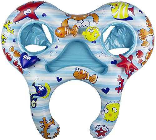 Poolmaster Mommy and Us Dual-Child Baby Pool Float for Two Kids, Infant and Toddler Swim Rider with Adult Ring Opening for Adult and Chidren to Float together (Ages 8–24 Months) - Image 2