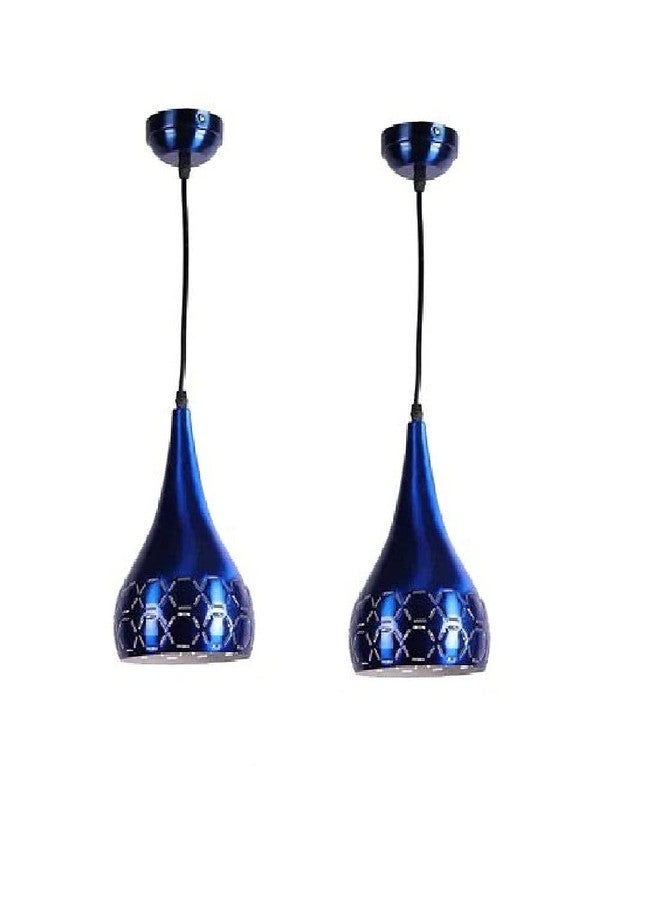 Areezo Metal Balloon Shape Vintage Classic Designer Ceiling Hanging Scone Pendant Single Lamp- Pack of 2 (Blue) - Image 1