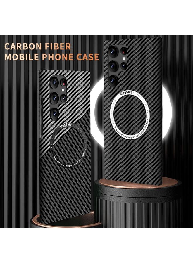 S-TOP Case For Samsung Galaxy S22 Ultra 5G Carbon Fiber Texture MagSafe Magnetic Phone Case - Image 2