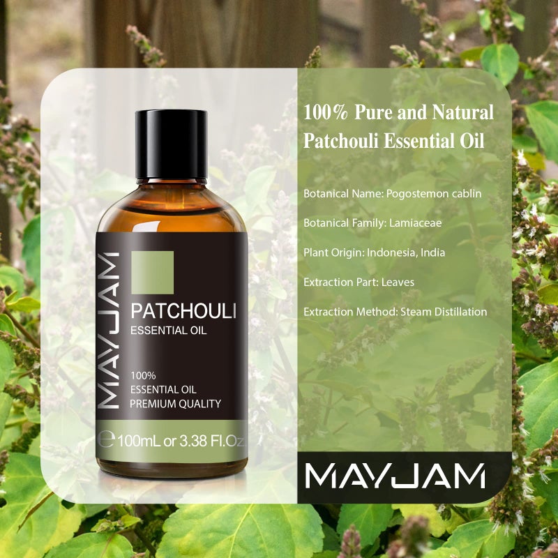 MAYJAM Patchouli Essential Oil, MAYJAM 3.38FL.OZ Essential Oils, Use with Aromatherapy Diffuser, During Yoga, Massage, Bath, Patchouli Oil - Image 3