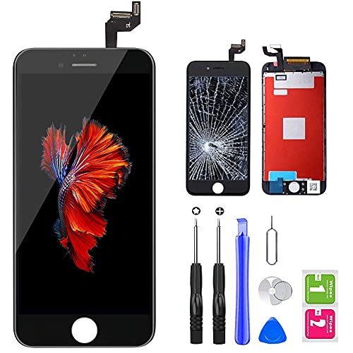 QTlier iPhone 6s Screen Replacement 4.7" Black,LCD Display & Touch Screen Digitizer with 3D Touch Full Assembly Set for iPhone 6s 4.7 inch with Repair Tool kit - Image 1