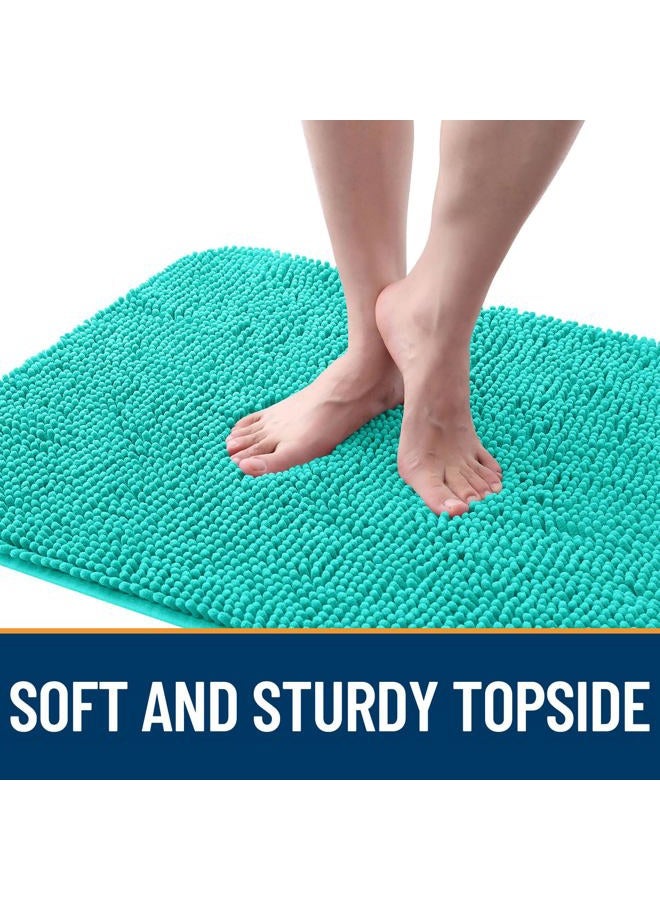 OLANLY Dog Door Mat for Muddy Paws 24x16, Absorbs Moisture and Dirt, Absorbent Non-Slip Washable Doormat, Quick Dry Chenille Mud Mat for Dogs, Entry Indoor Entryway Carpet for Inside Floor, Teal - Image 4