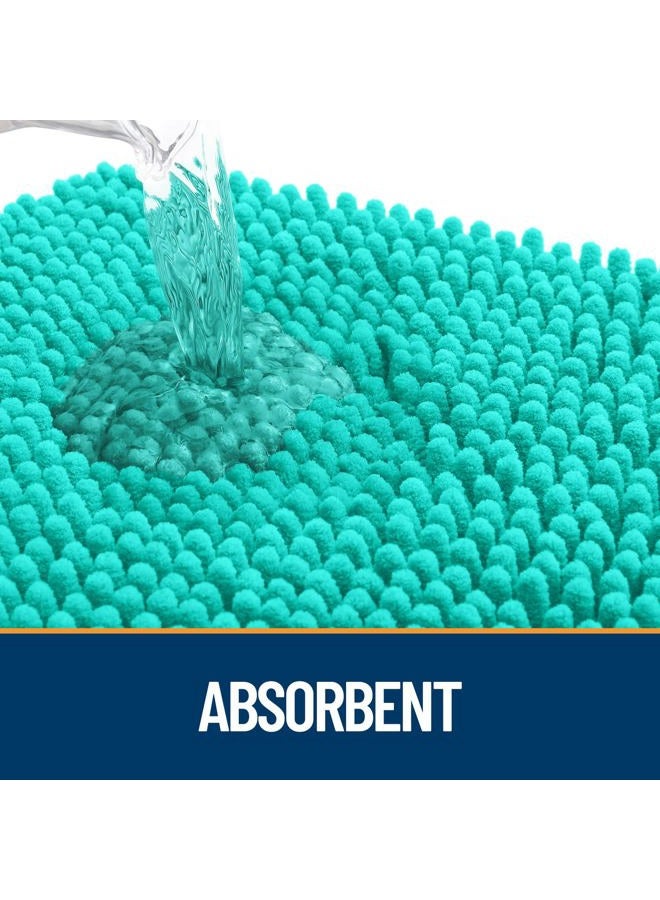 OLANLY Dog Door Mat for Muddy Paws 24x16, Absorbs Moisture and Dirt, Absorbent Non-Slip Washable Doormat, Quick Dry Chenille Mud Mat for Dogs, Entry Indoor Entryway Carpet for Inside Floor, Teal - Image 3