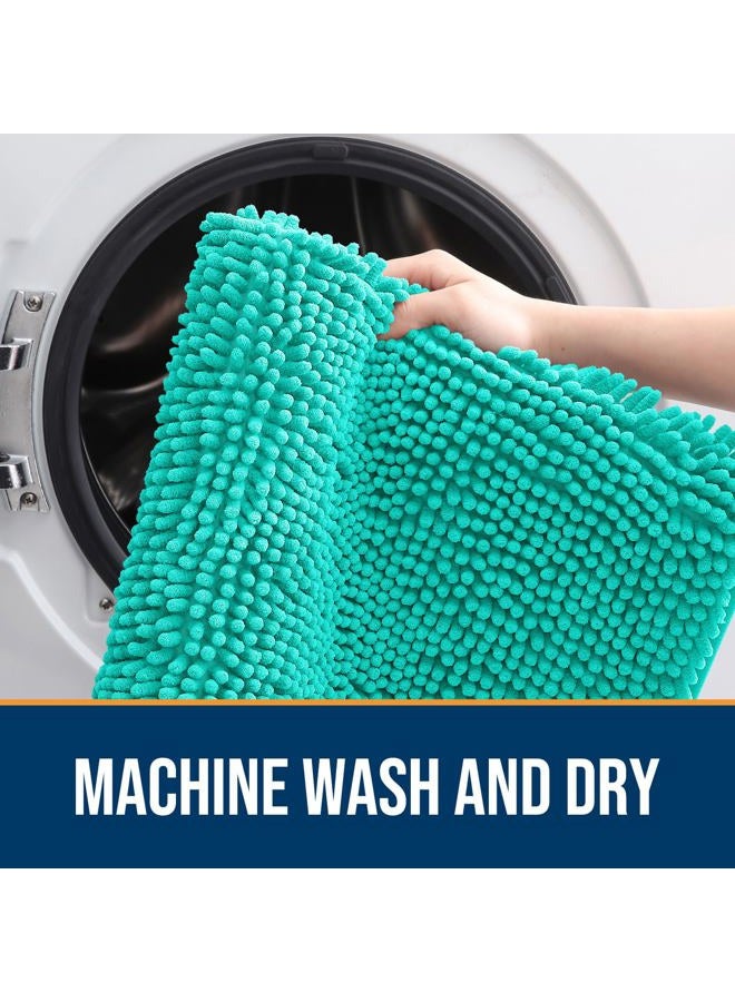 OLANLY Dog Door Mat for Muddy Paws 24x16, Absorbs Moisture and Dirt, Absorbent Non-Slip Washable Doormat, Quick Dry Chenille Mud Mat for Dogs, Entry Indoor Entryway Carpet for Inside Floor, Teal - Image 5