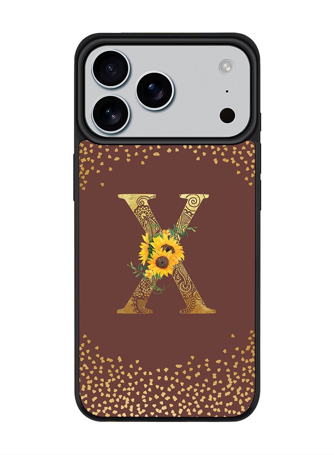 Stylizedd iPhone 17 Pro Max Case, [Compatible with MagSafe] Slim Magnetic cover Phone Case iPhone 17 Pro Max -Custom Floral Monogram - X  (Brown ) - Image 1