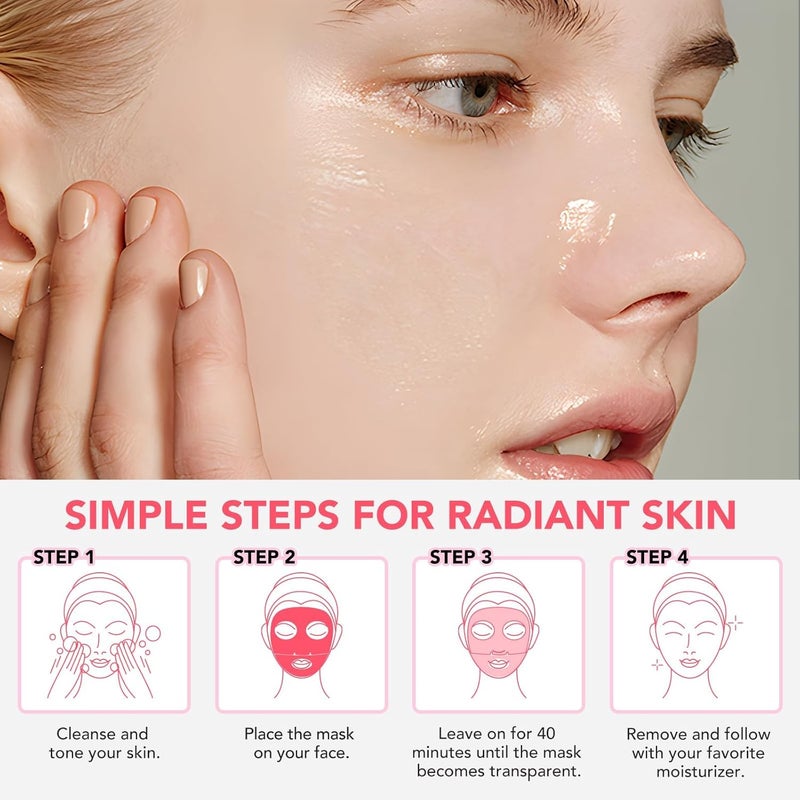 Hydrating Collagen Face Masks Bio-Collagen Real Deep Collagen Overnight Mask with Low Molecular Weight Collagen for Lifting Firming Moisturizing Elasticity Improvement 4 Sheets Per Box - Image 3
