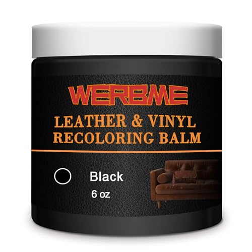 WERBME Leather Recoloring Balm & Color Restorer - Multipurpose Dye & Paint for Faded Leather Couches, Car Seats, Shoes | Fix Scratches on Clothing, Furniture & Accessories(Black) - Image 1