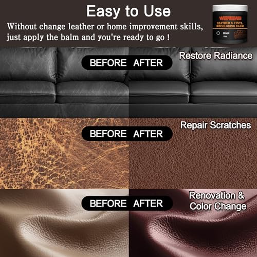 WERBME Leather Recoloring Balm & Color Restorer - Multipurpose Dye & Paint for Faded Leather Couches, Car Seats, Shoes | Fix Scratches on Clothing, Furniture & Accessories(Black) - Image 4