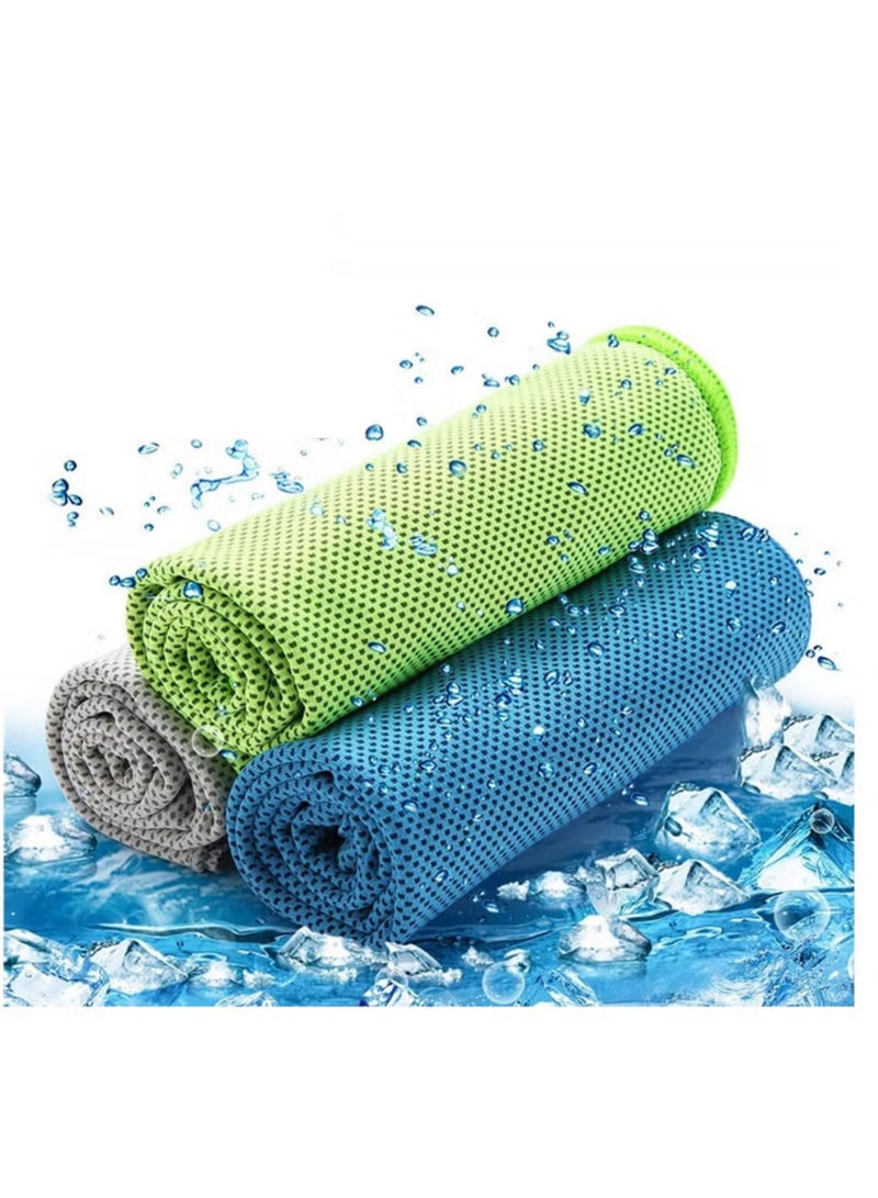 روك بو مناشف تبريد الصالة الرياضية (3 عبوات) منشفة عرق الجليد الإحساس بقطعة قماش ستوكات سريعة الجفاف لليوجا رياضة الصالة الرياضية تمرين اللياقة البدنية الجري السباحة التخييم الجولف كرة القدم الرياضة الخارجية (100x30cm) - Image 1