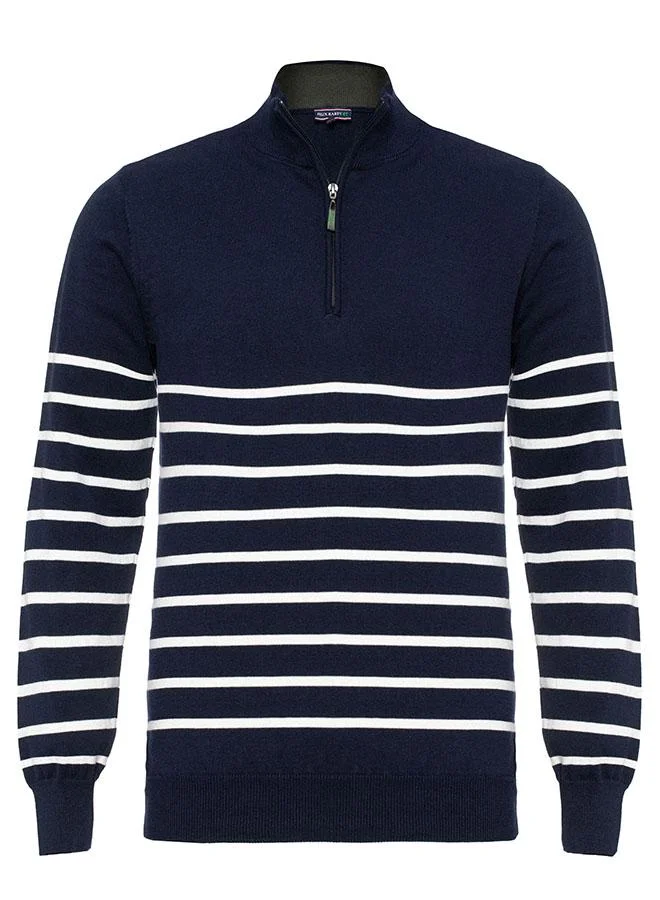 FELIX HARDY Half Zipper Striped Pullover