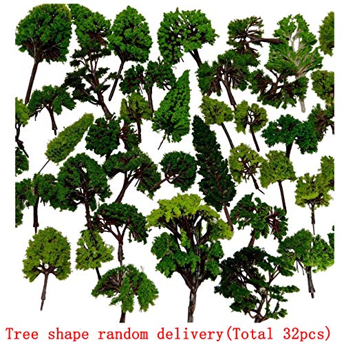 NW BAENRCY 32pcs 0.79-6.30inch Mixed Model Trees Accessories Model Train Scenery Architecture Trees Model Scenery with No Stands(All Green) - Image 2