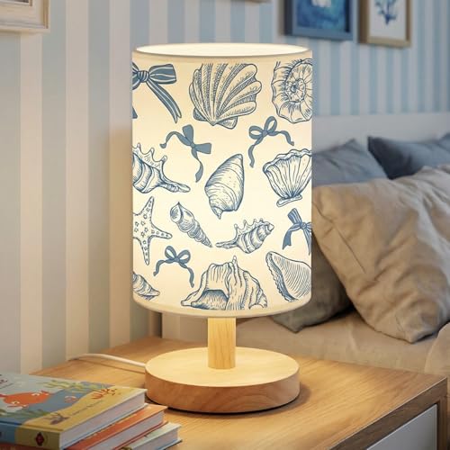 Glooglitter Summer Blue Ocean Table Lamp 3 Colors Dimmable Lights Beach Room Bedroom Sea Decor 9.72 x 5.12 Inch Beach Bedroom Lamps Starfish Conch Seashell Bedside Night Light for Desk Birthday Gifts - Image 1