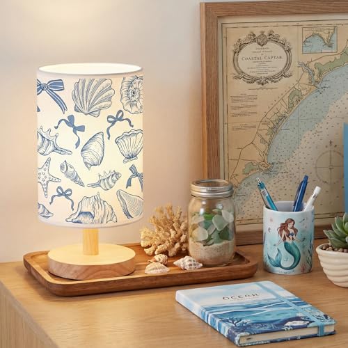 Glooglitter Summer Blue Ocean Table Lamp 3 Colors Dimmable Lights Beach Room Bedroom Sea Decor 9.72 x 5.12 Inch Beach Bedroom Lamps Starfish Conch Seashell Bedside Night Light for Desk Birthday Gifts - Image 5