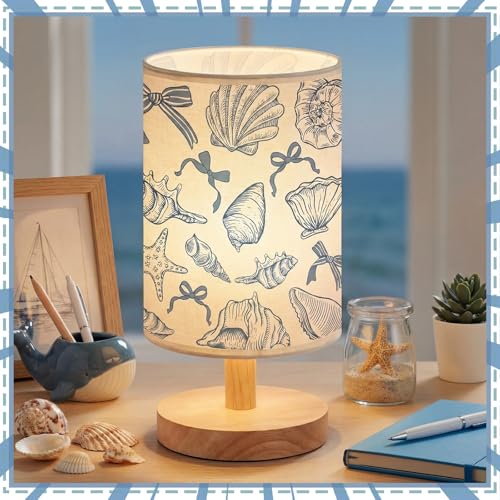 Glooglitter Summer Blue Ocean Table Lamp 3 Colors Dimmable Lights Beach Room Bedroom Sea Decor 9.72 x 5.12 Inch Beach Bedroom Lamps Starfish Conch Seashell Bedside Night Light for Desk Birthday Gifts - Image 4