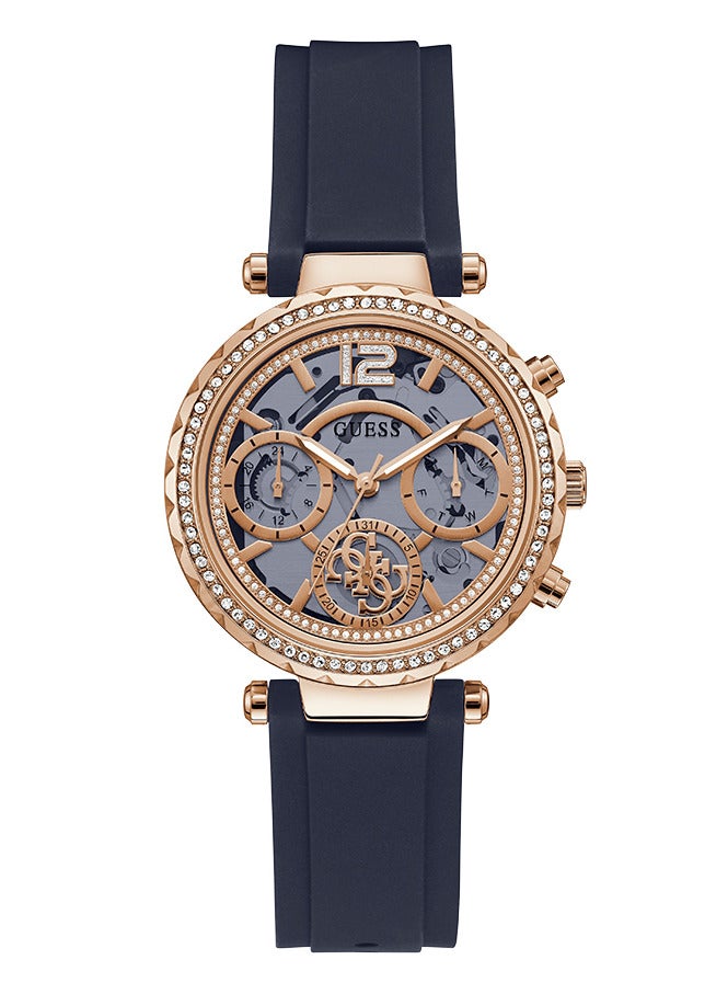 GUESS Women's Analog Round Multifunction Silicone Wrist Watch GW0484L2 - Image 1