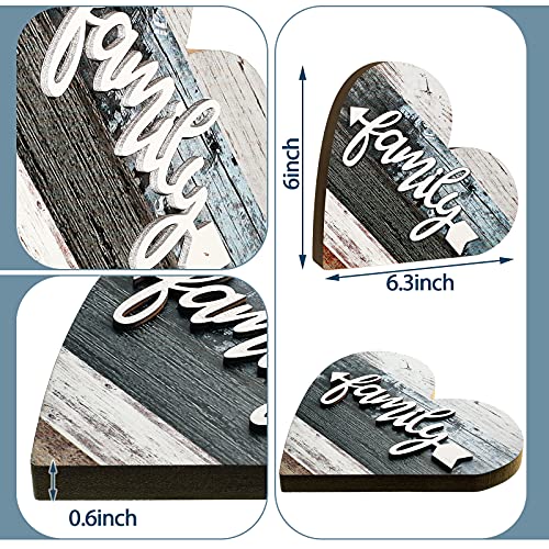 Jetec 2 Pcs Rustic Table Decorations for Living Room Home Farmhouse Table Centerpieces Small Love Wooden Heart Decor for Dining Room Shelf Housewarming Gifts New House Decoration(Simple Style) - Image 3