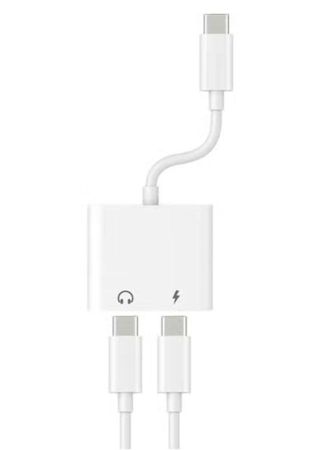Type-C USB Audio Adapter – 2-in-1 USB-C Male to Dual USB-C Female (Audio + Charging) – Supports Power Delivery up to 36V – Simultaneous Listening and Charging  - Image 1