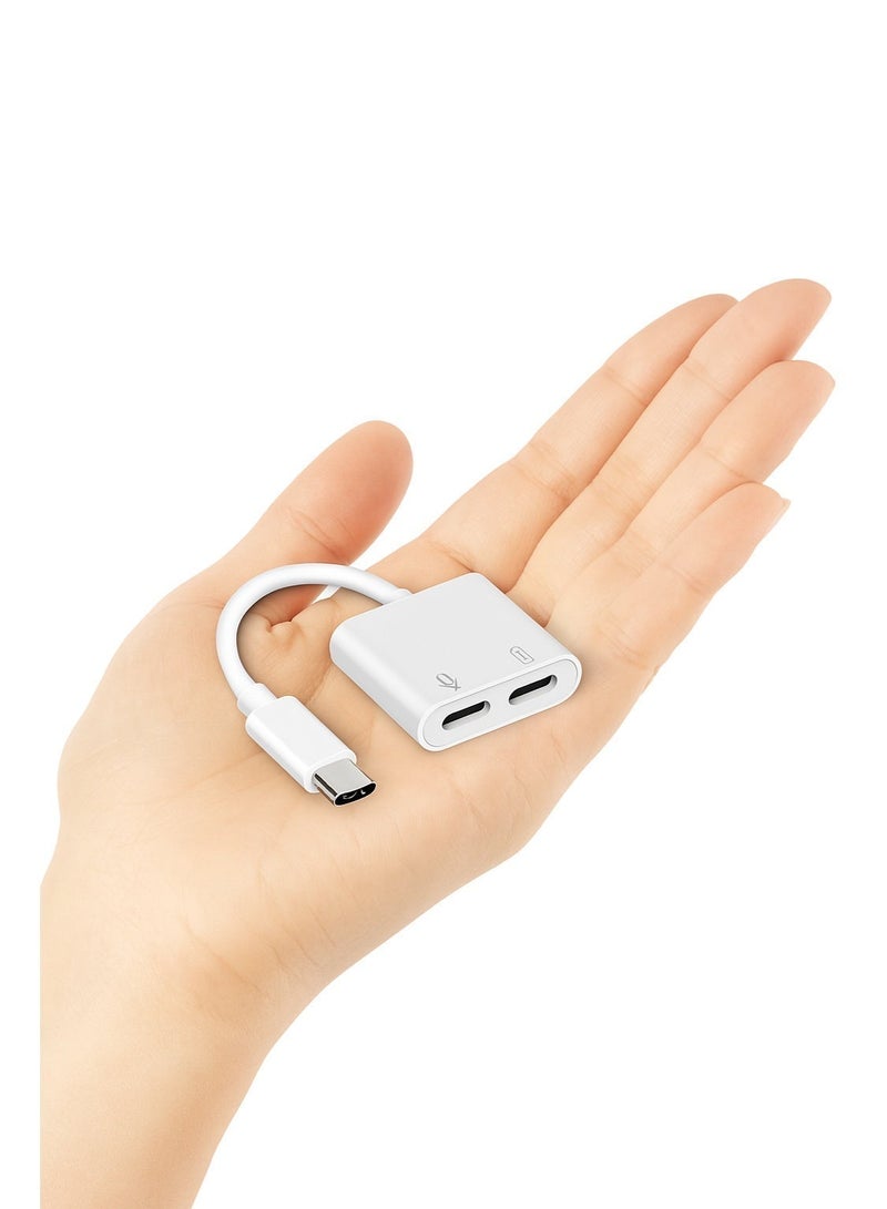 محول Type-C إلى صوت + شحن – يدعم 36W – تشغيل واستماع بنفس الوقت بدون مشاكل (لون  أبيض وأسود) - Image 4