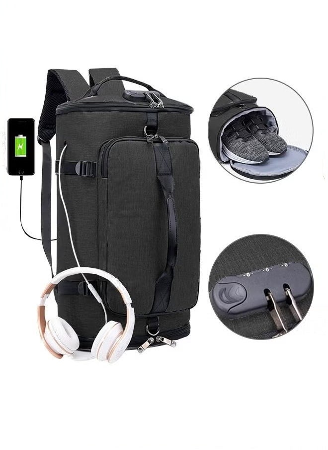 MIXDE - Anti theft Duffel Bag Independent Shoe Warehouse Backpack for Men Outdoor Travel Sports Gym Black - Image 1