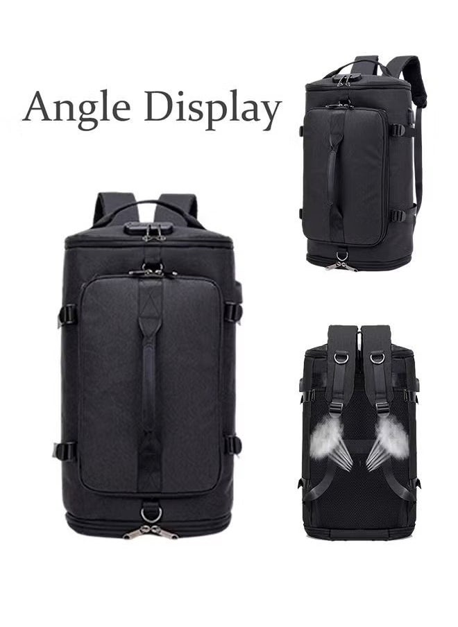 MIXDE - Anti theft Duffel Bag Independent Shoe Warehouse Backpack for Men Outdoor Travel Sports Gym Black - Image 1