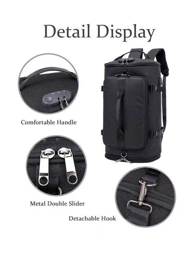 MIXDE - Anti theft Duffel Bag Independent Shoe Warehouse Backpack for Men Outdoor Travel Sports Gym Black - Image 1